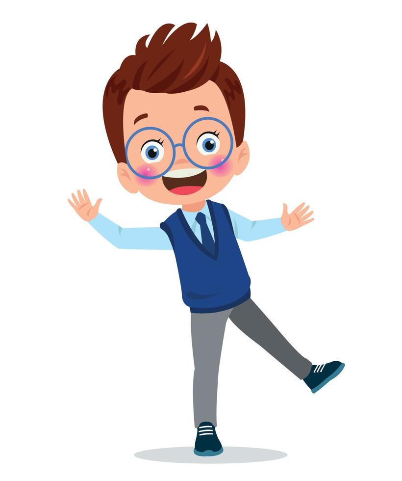 cute students boy in school uniform vector