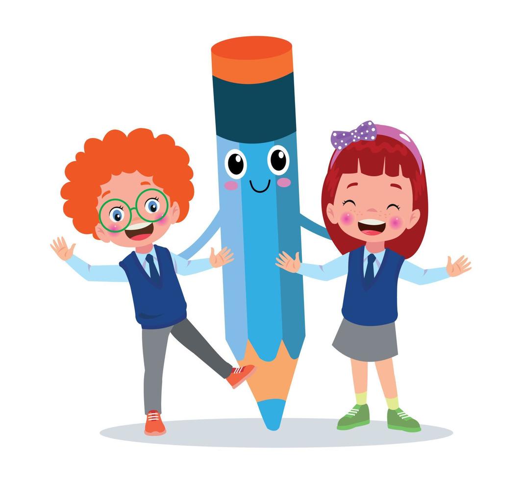 cute pencil and cute student vector