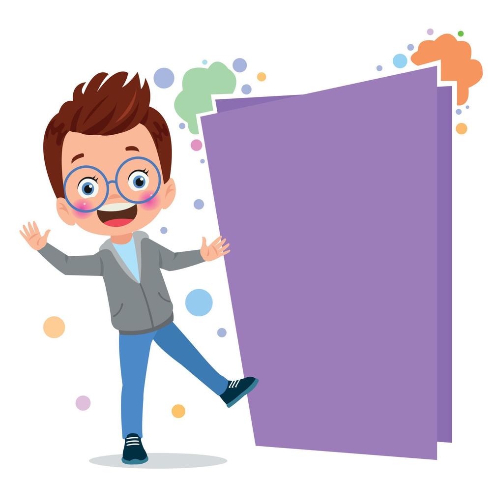 Funny Child Presenting And Pointing vector