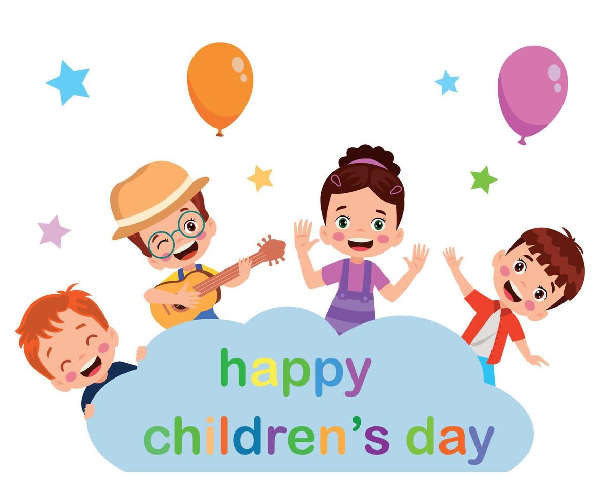 happy children's day for international children celebration. vector illustration