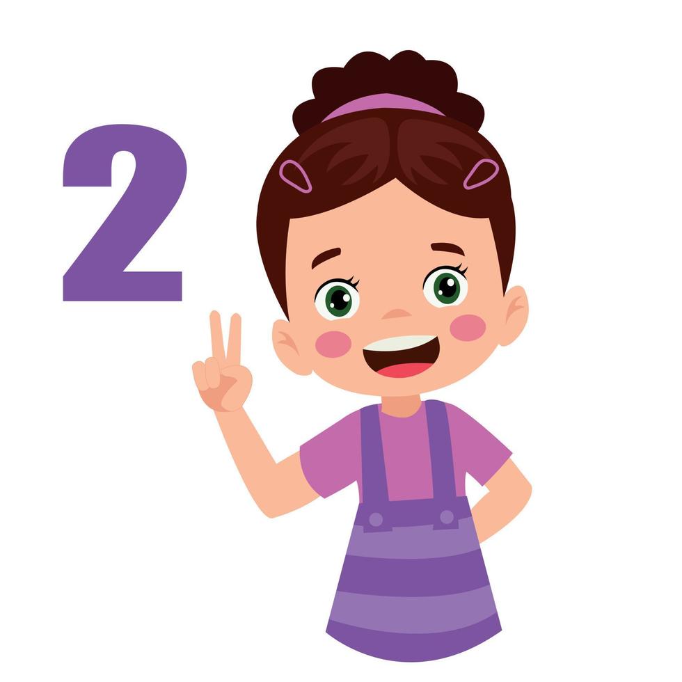 Cute little boy is studying math by counting his finger vector