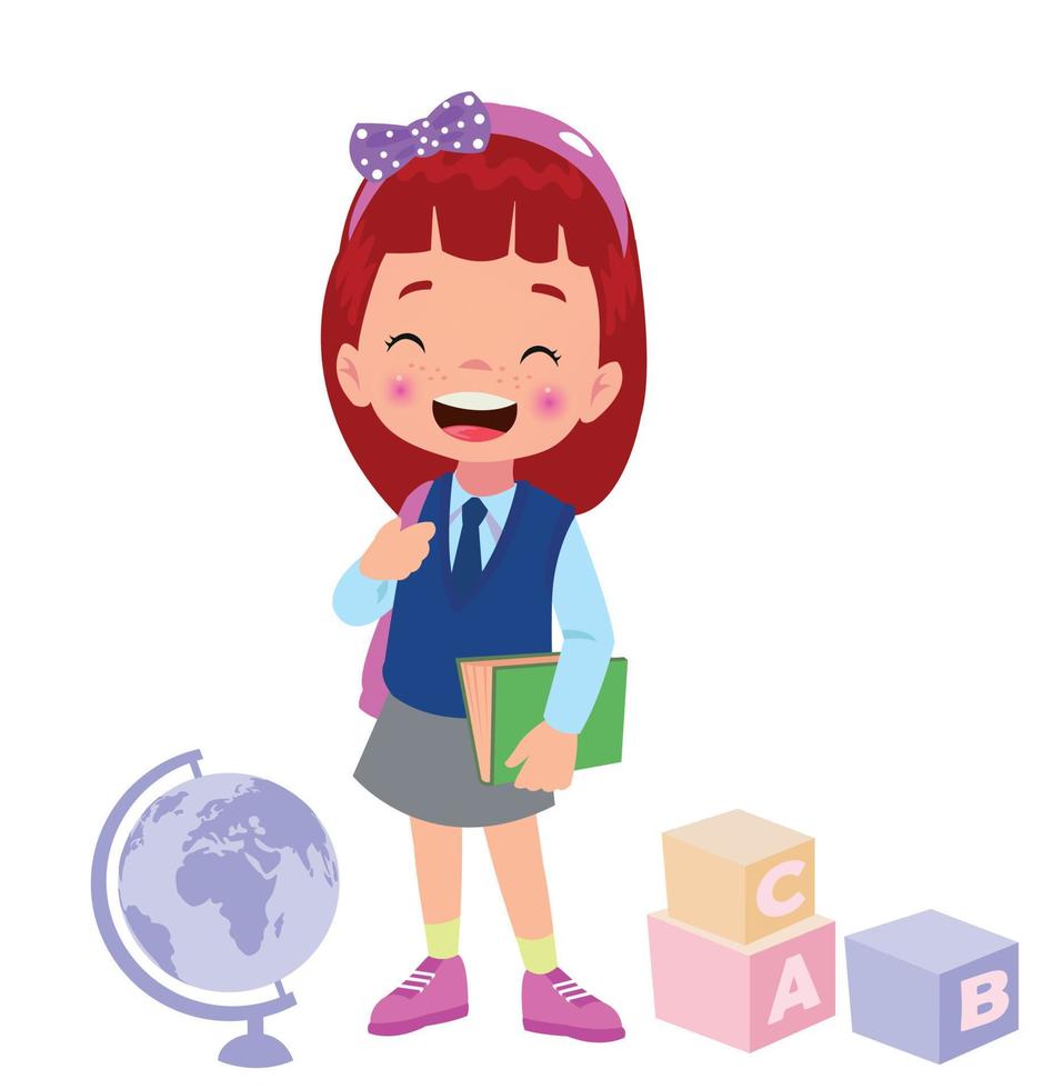 cute student boy in school uniform vector