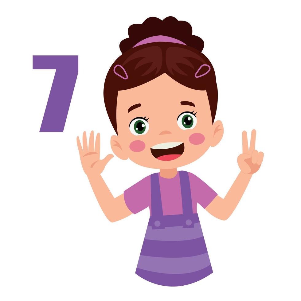 Cute little boy is studying math by counting his finger vector