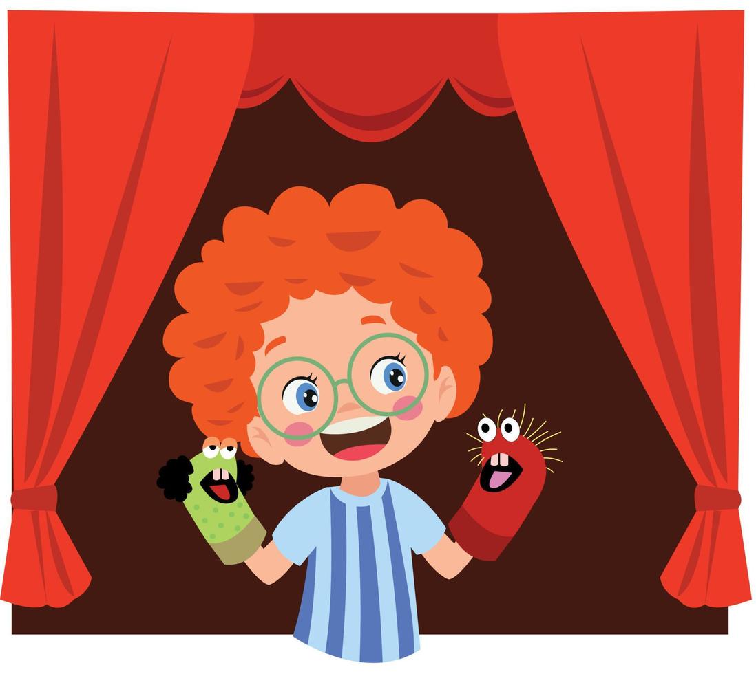 Children playing with hand puppets vector