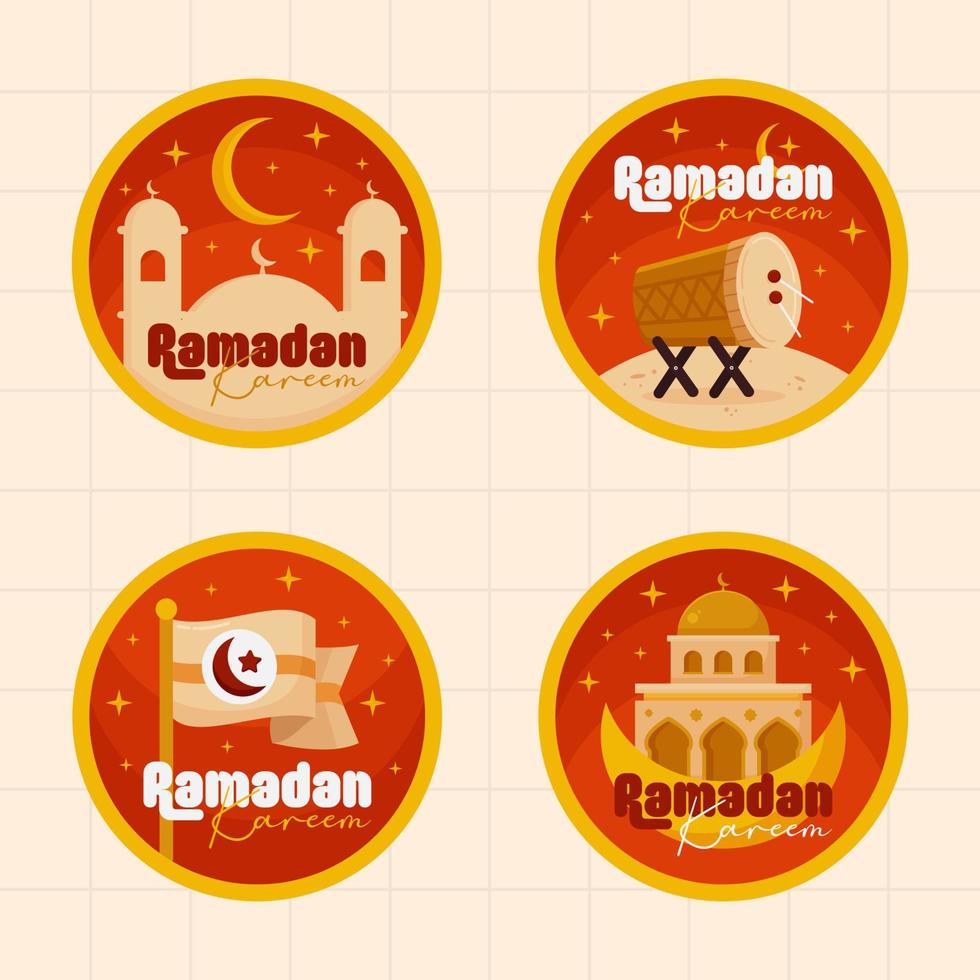 Islamic Ramadan Kareem Labels Badge Collection in Flat Illustration vector