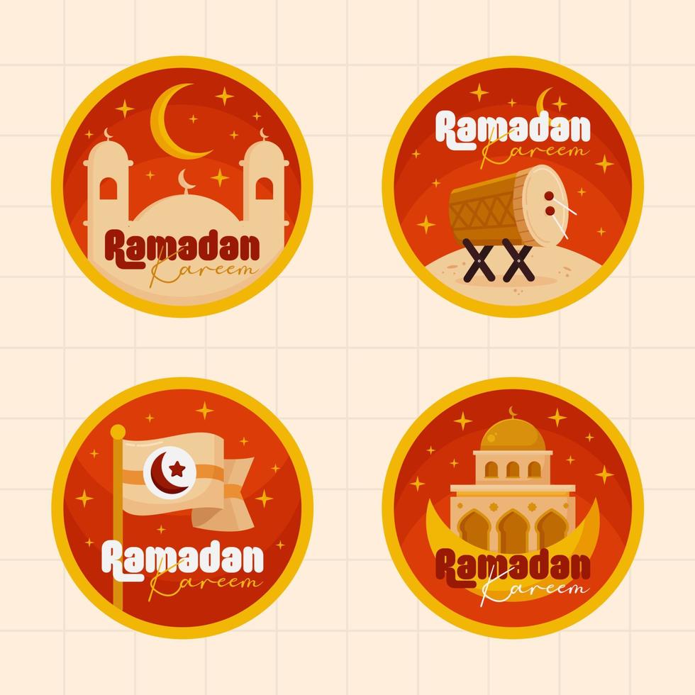 Islamic Ramadan Kareem Labels Badge Collection in Flat Illustration vector