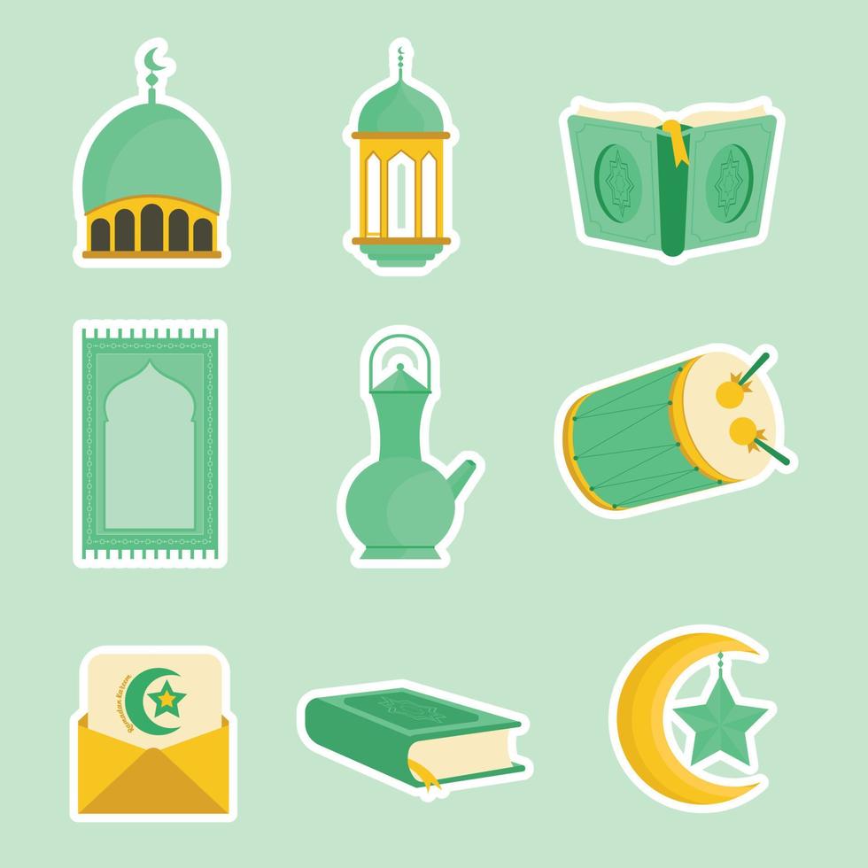 Islamic ramadan element collections in flat illustration vector