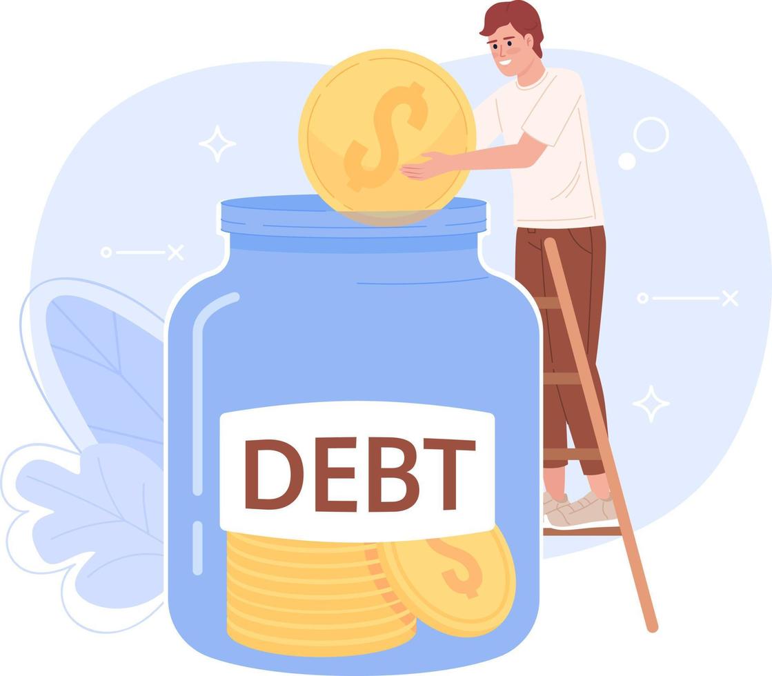 Debt-free investing flat concept vector spot illustration. Editable 2D cartoon character on white for web design. Paying off loans, obligations creative idea for website, mobile