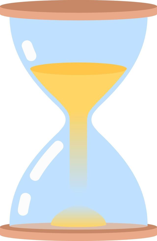 Hourglass with falling sand semi flat color vector object. Editable element. Glass clock. Full sized icon on white. Simple cartoon style spot illustration for web graphic design and animation