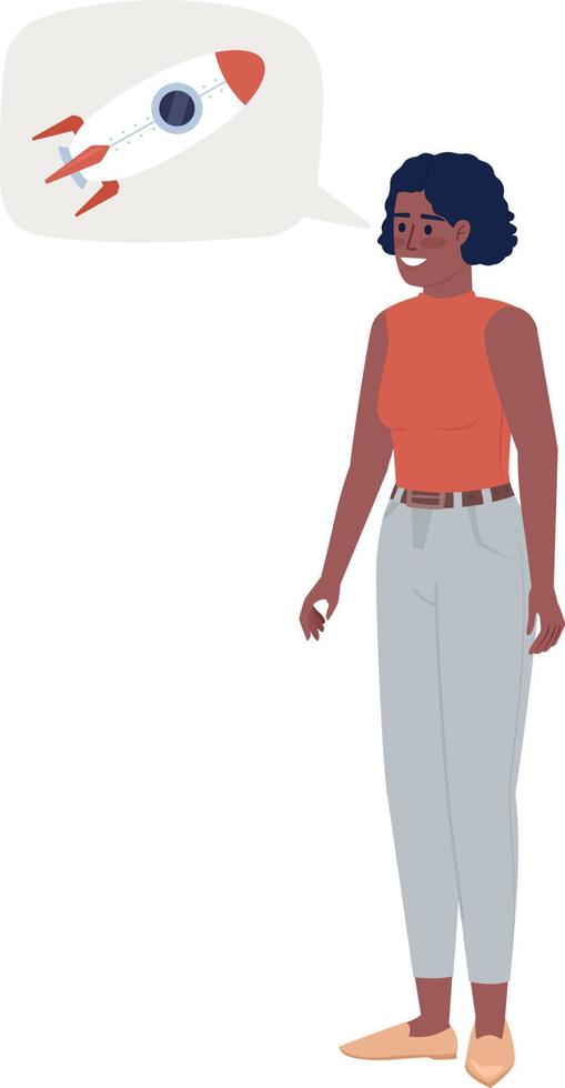 Woman presenting startup project semi flat color vector character. Editable figure. Full body person on white. Simple cartoon style spot illustration for web graphic design and animation