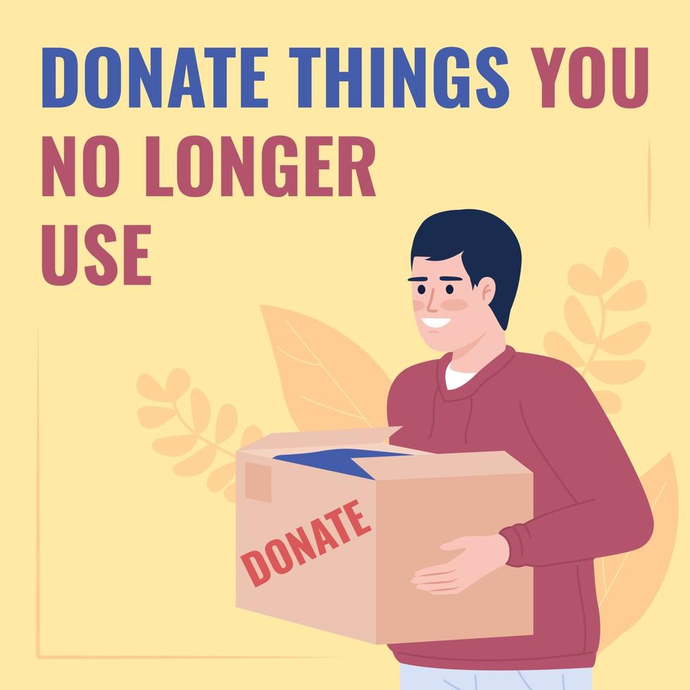 Donating unwanted stuff for decluttering card template vector