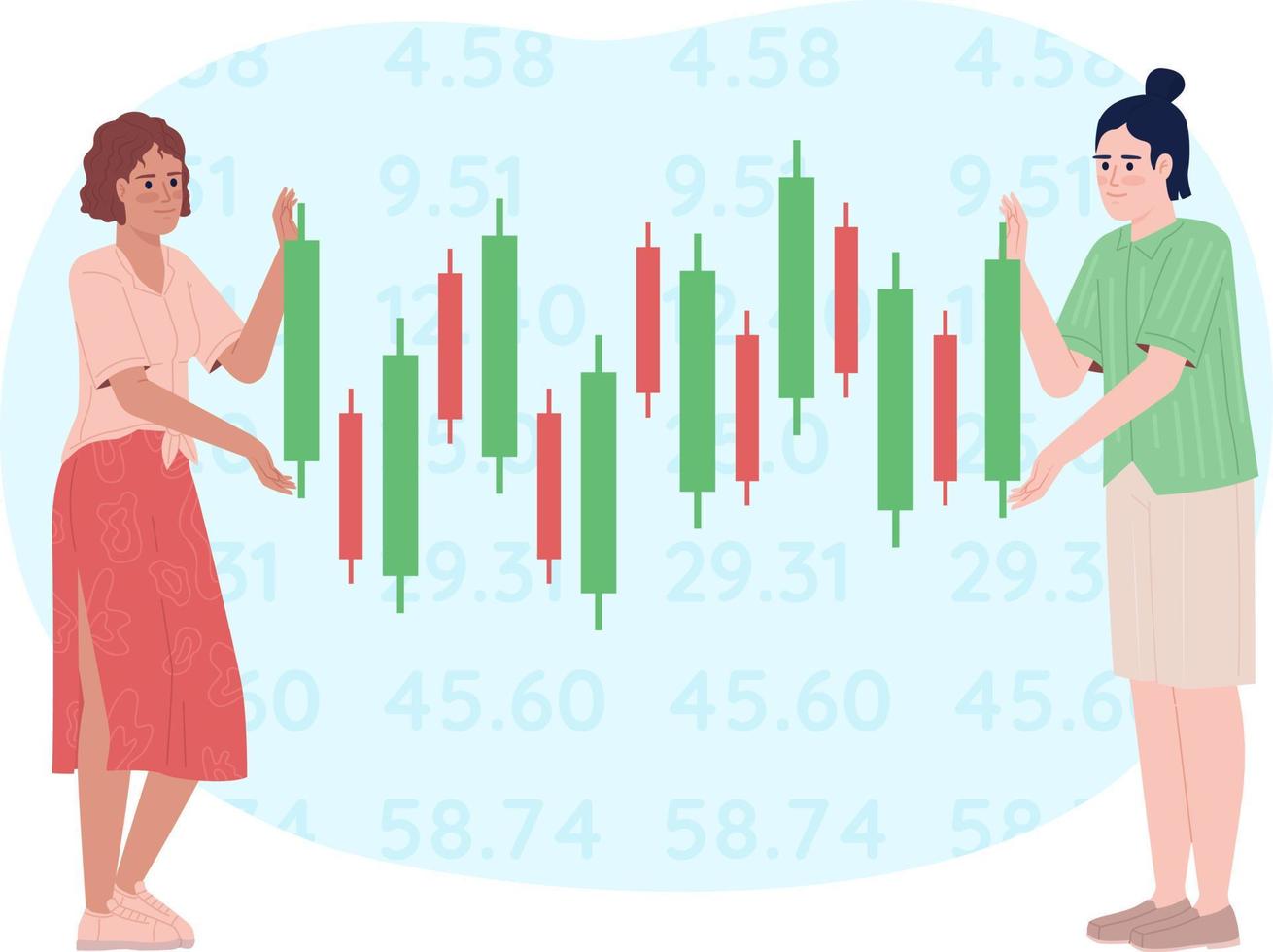 Investors monitoring stock performance flat concept vector illustration. Flash message with flat 2D characters on cartoon isolated background. Color editable image for UX design