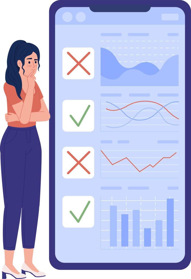 Trader planning stock investing flat concept vector spot illustration. Editable 2D cartoon character on white for web design. Analyzing charts and graphs creative idea for website, mobile, magazine