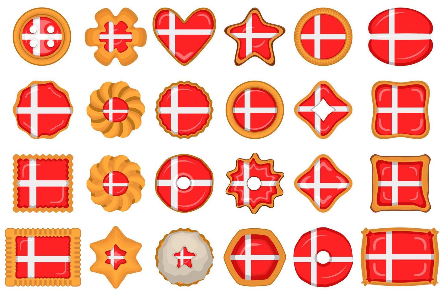 Homemade cookie with flag country Denmark in tasty biscuit vector