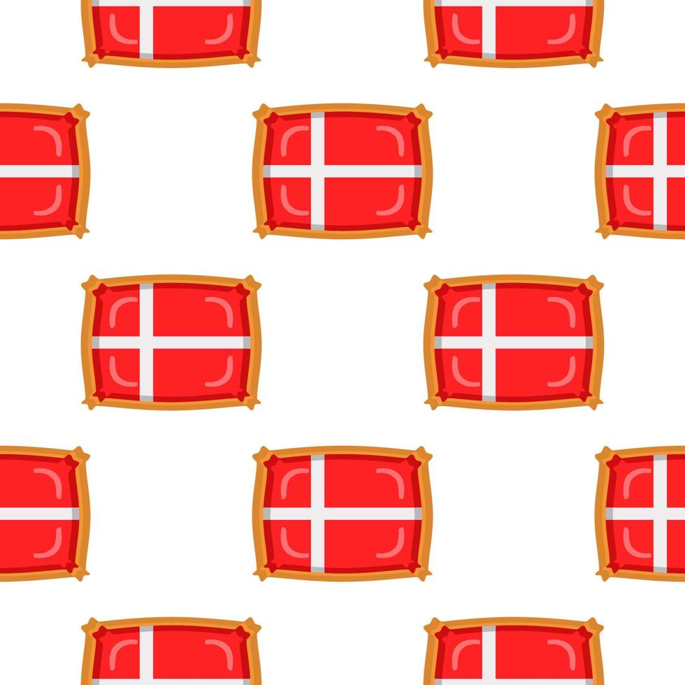 Pattern cookie with flag country Denmark in tasty biscuit vector