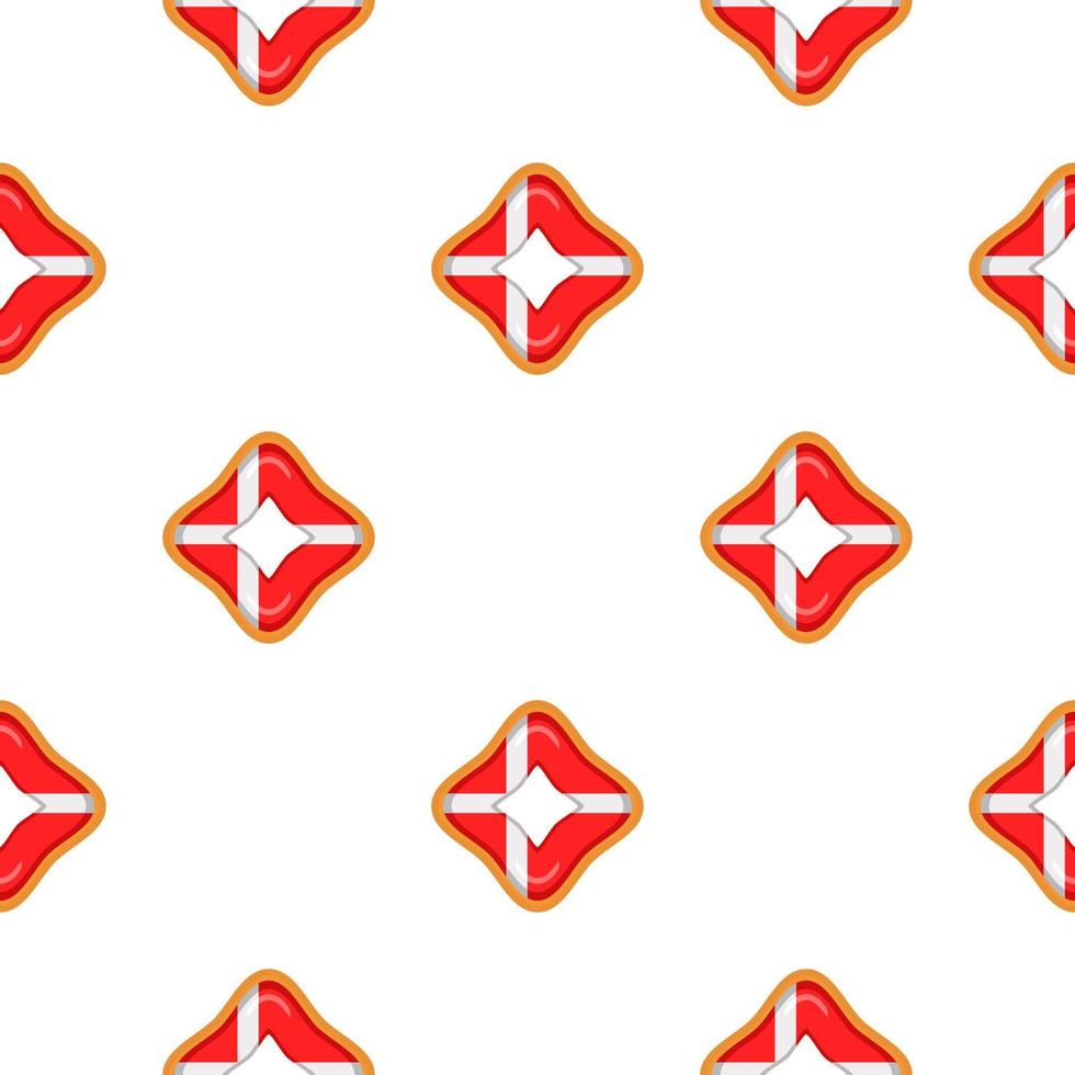 Pattern cookie with flag country Denmark in tasty biscuit vector
