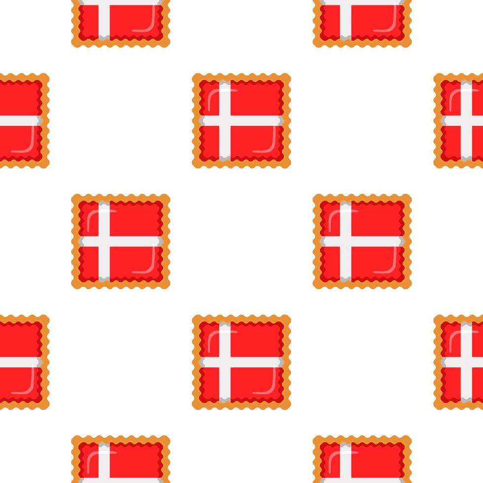 Pattern cookie with flag country Denmark in tasty biscuit vector