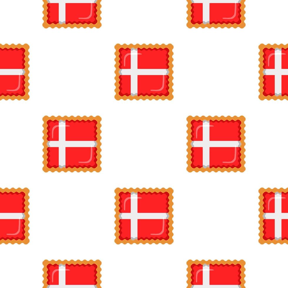 Pattern cookie with flag country Denmark in tasty biscuit vector