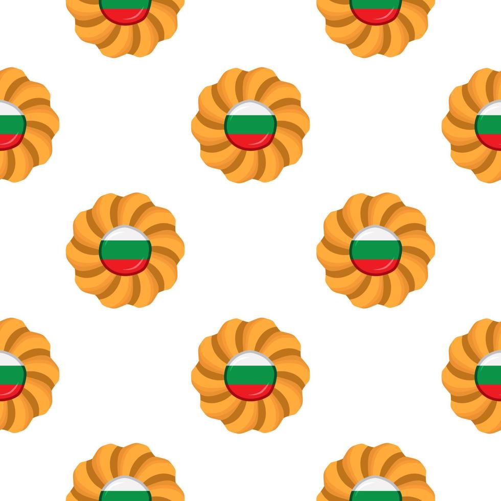 Pattern cookie with flag country Bulgaria in tasty biscuit vector