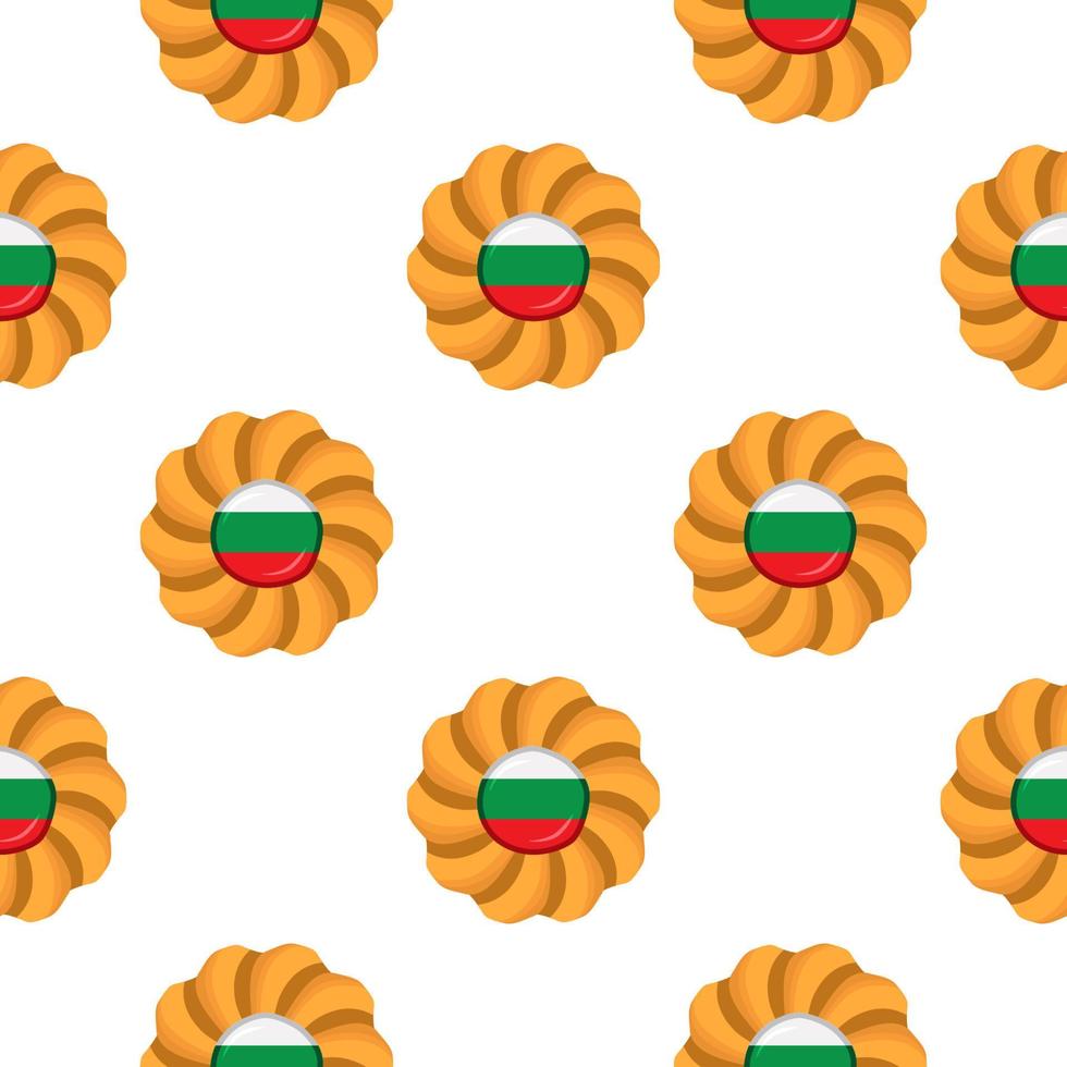 Pattern cookie with flag country Bulgaria in tasty biscuit vector