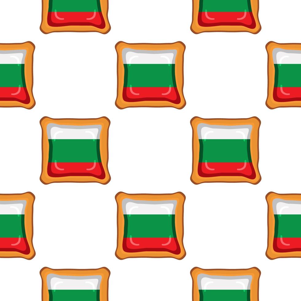 Pattern cookie with flag country Bulgaria in tasty biscuit vector