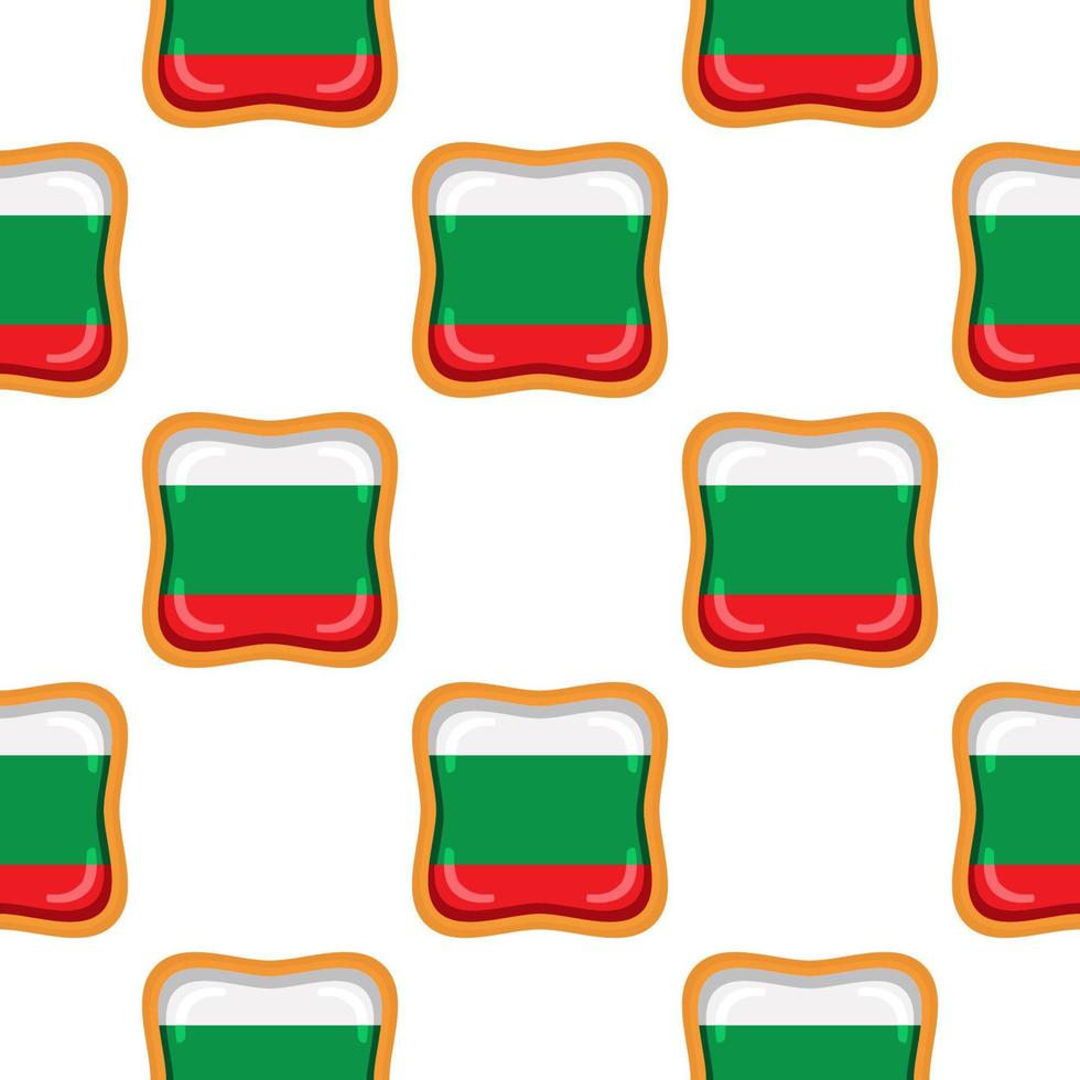 Pattern cookie with flag country Bulgaria in tasty biscuit vector