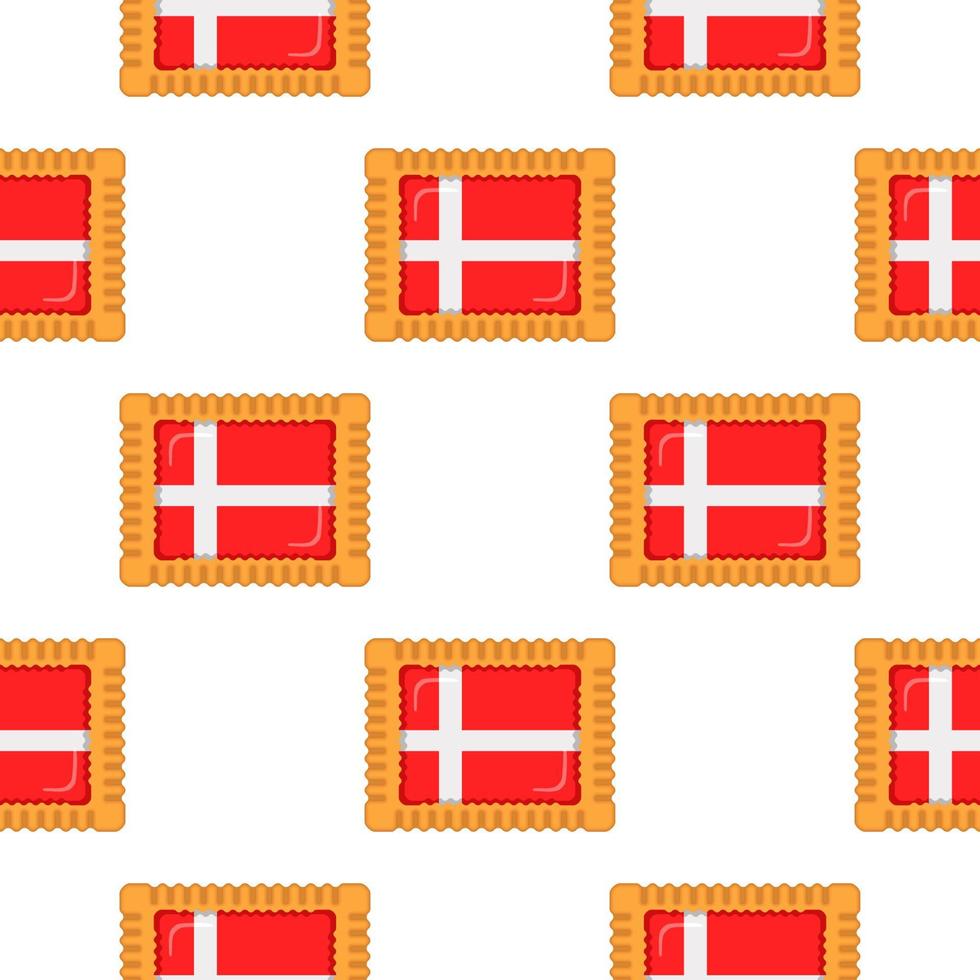 Pattern cookie with flag country Denmark in tasty biscuit vector