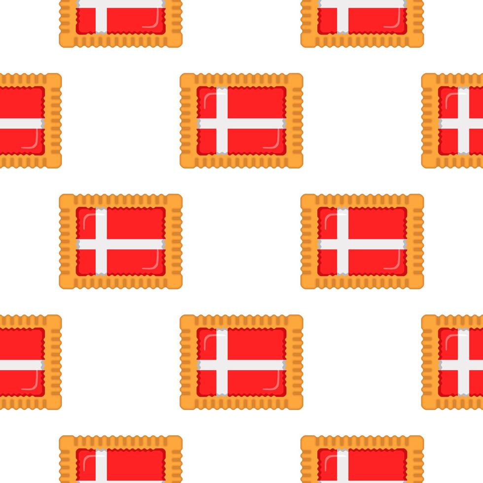 Pattern cookie with flag country Denmark in tasty biscuit vector