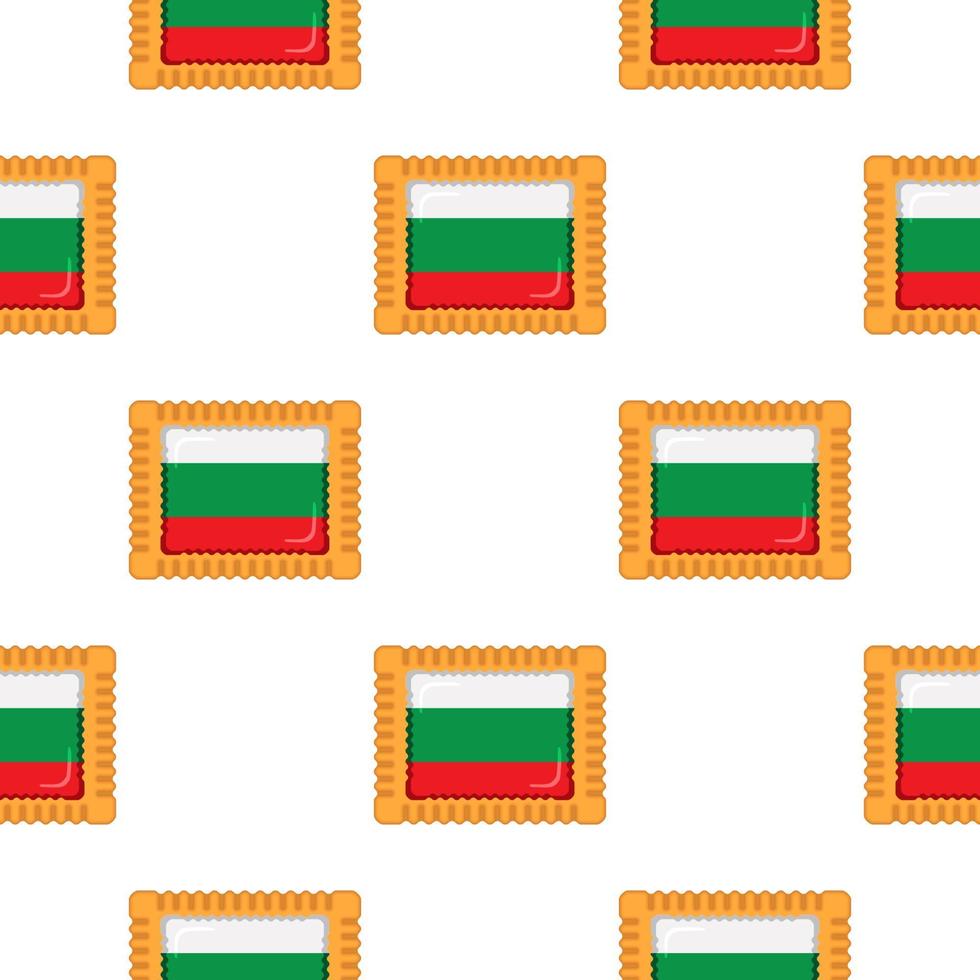 Pattern cookie with flag country Bulgaria in tasty biscuit vector