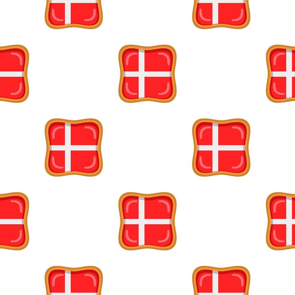 Pattern cookie with flag country Denmark in tasty biscuit vector
