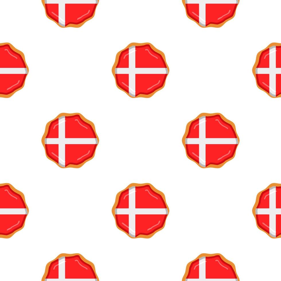Pattern cookie with flag country Denmark in tasty biscuit vector