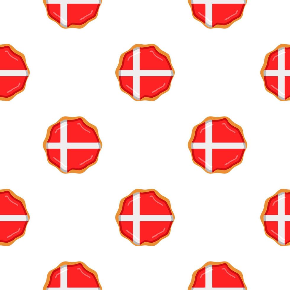 Pattern cookie with flag country Denmark in tasty biscuit vector