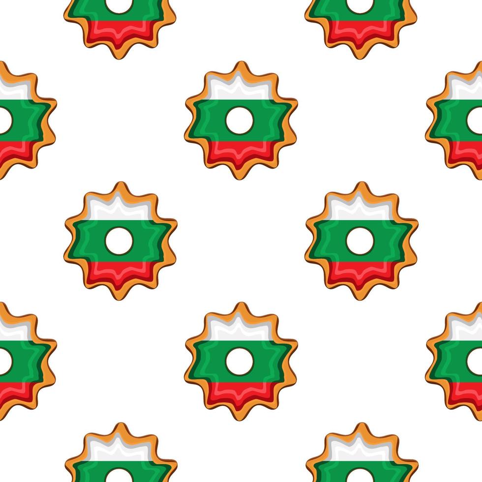 Pattern cookie with flag country Bulgaria in tasty biscuit vector