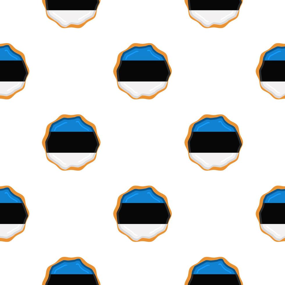 Pattern cookie with flag country Estonia in tasty biscuit vector