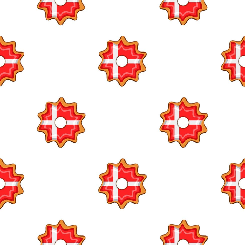 Pattern cookie with flag country Denmark in tasty biscuit vector