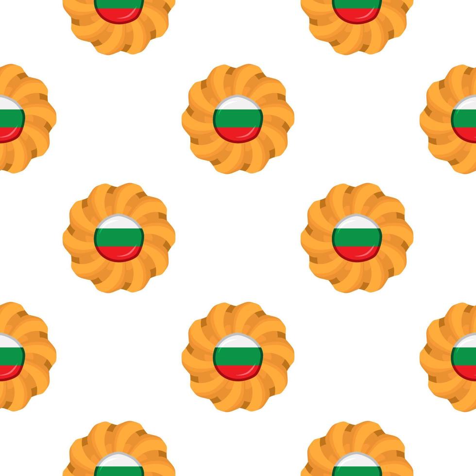 Pattern cookie with flag country Bulgaria in tasty biscuit vector