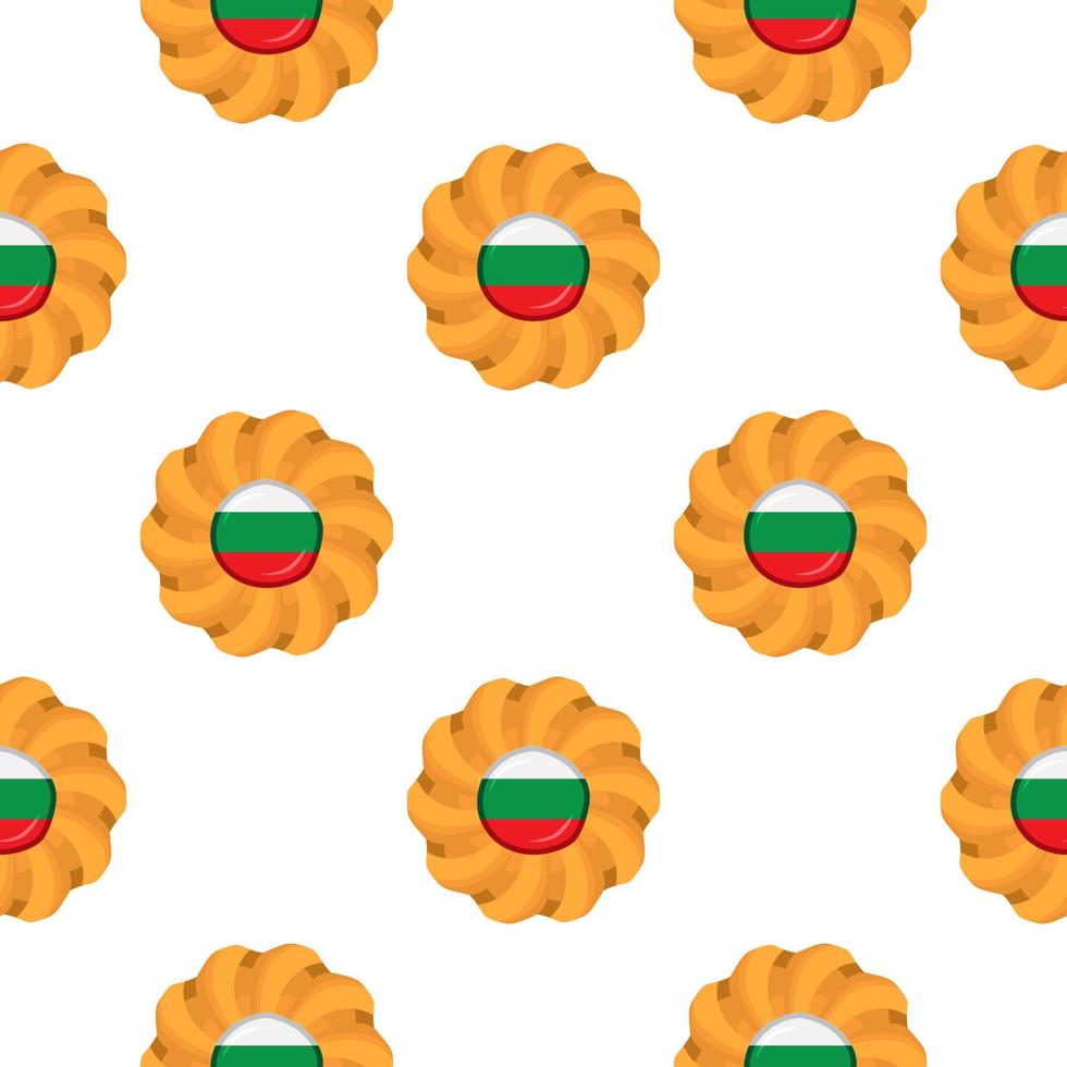 Pattern cookie with flag country Bulgaria in tasty biscuit vector