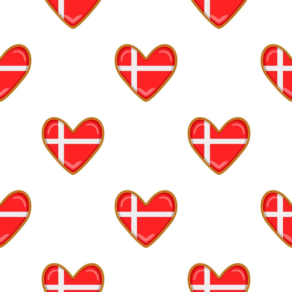 Pattern cookie with flag country Denmark in tasty biscuit vector