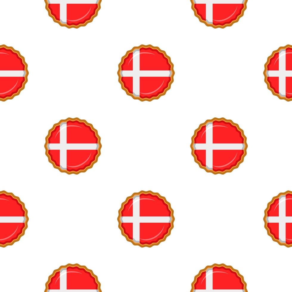 Pattern cookie with flag country Denmark in tasty biscuit vector