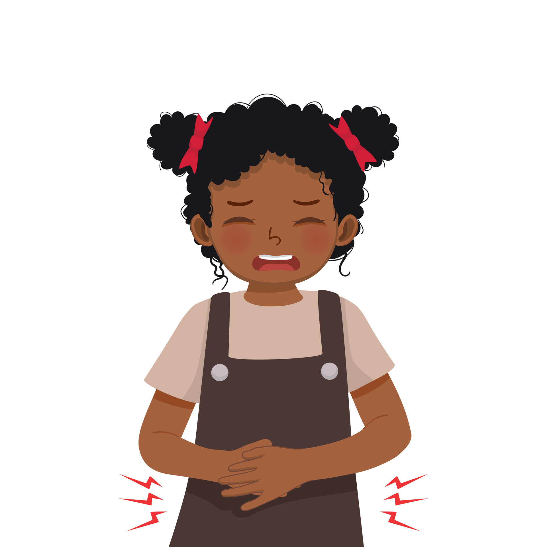 Cute little African girl suffering from stomachache, diarrhea