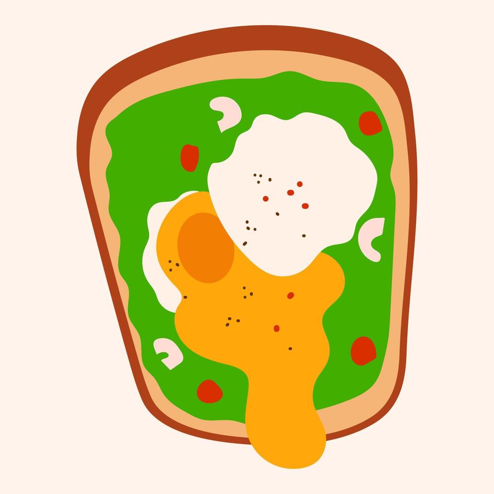 Vector hand drawn sandwich with scrambled egg and spices isolated illustration on light
