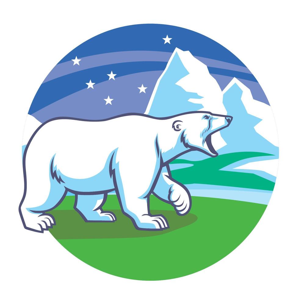 polar bear and ice nature background vector