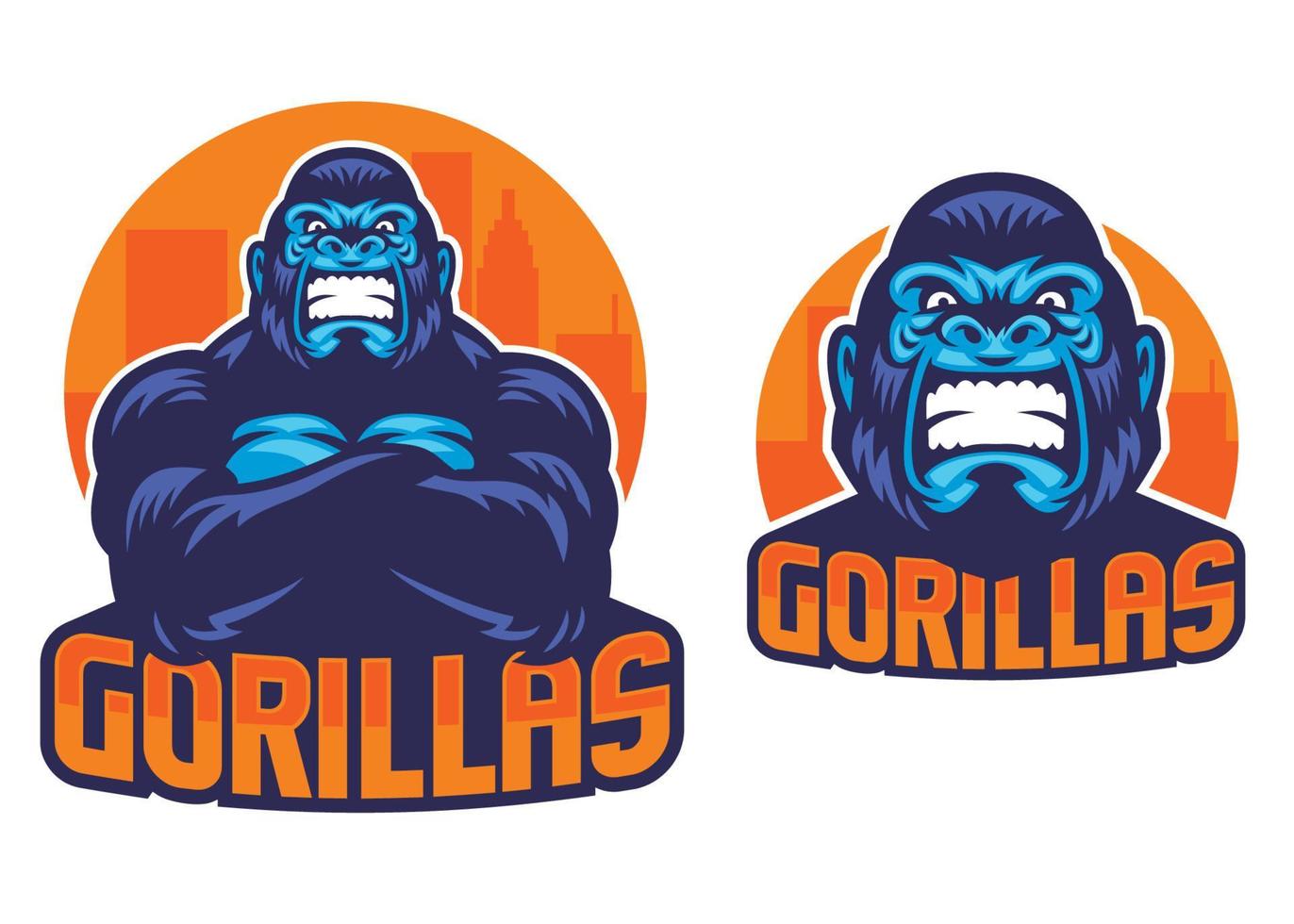 gorilla pose mascot set vector