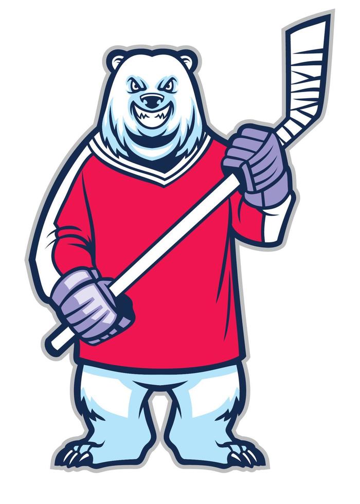 Bear ice hockey mascot vector