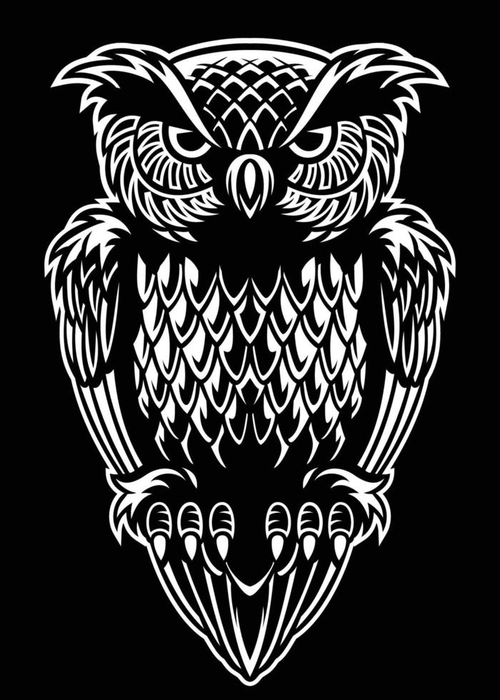 owl bird black and white style vector