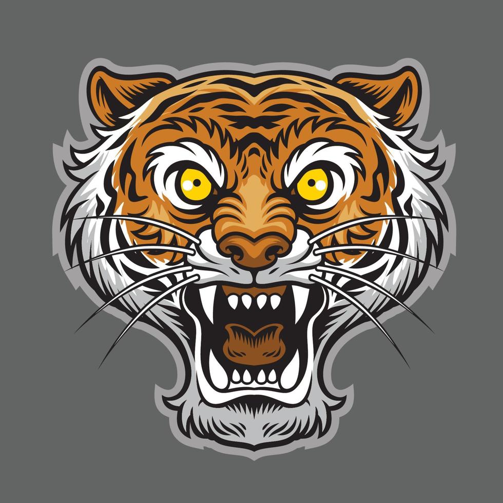 rugido Tigre en clásico tatuaje estilo vector