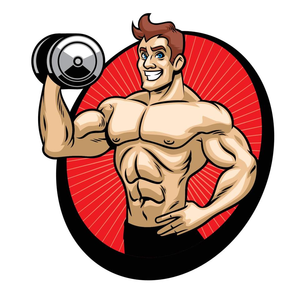 man bodybuilder mascot vector