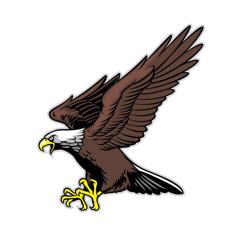 flying eagle in hand drawn style vector