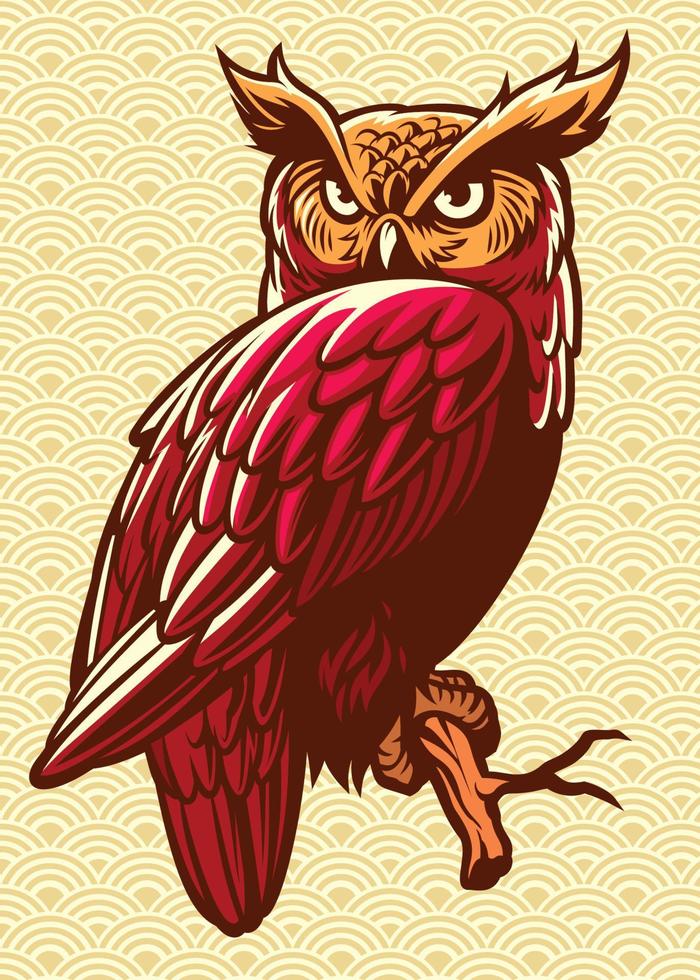 owl stand on the tree branch vector