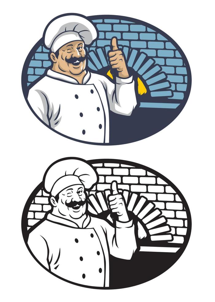 cocinero en sonriente contento cara vector